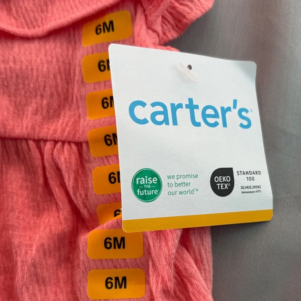 Carter's Coral Pink Ruffle Dress and Bodysuit - 6M